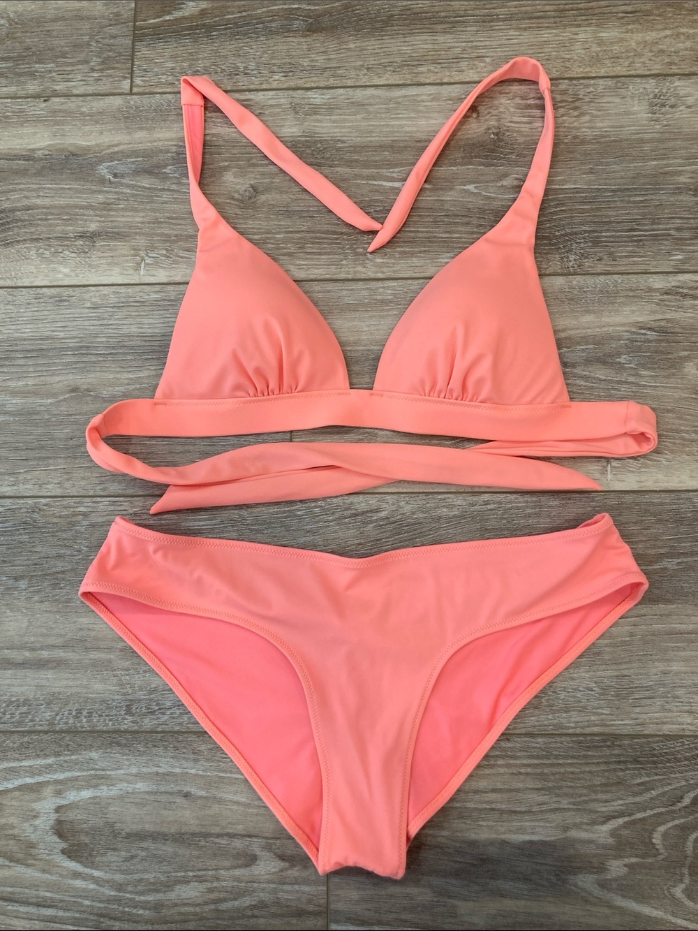 Victoria's Secret Coral Pink Wrap Bikini Set